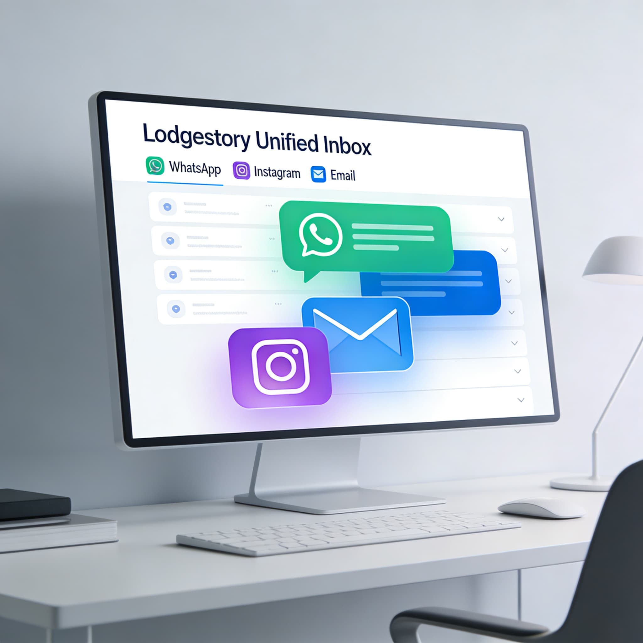 Unified inbox interface combining multiple communication channels in one view