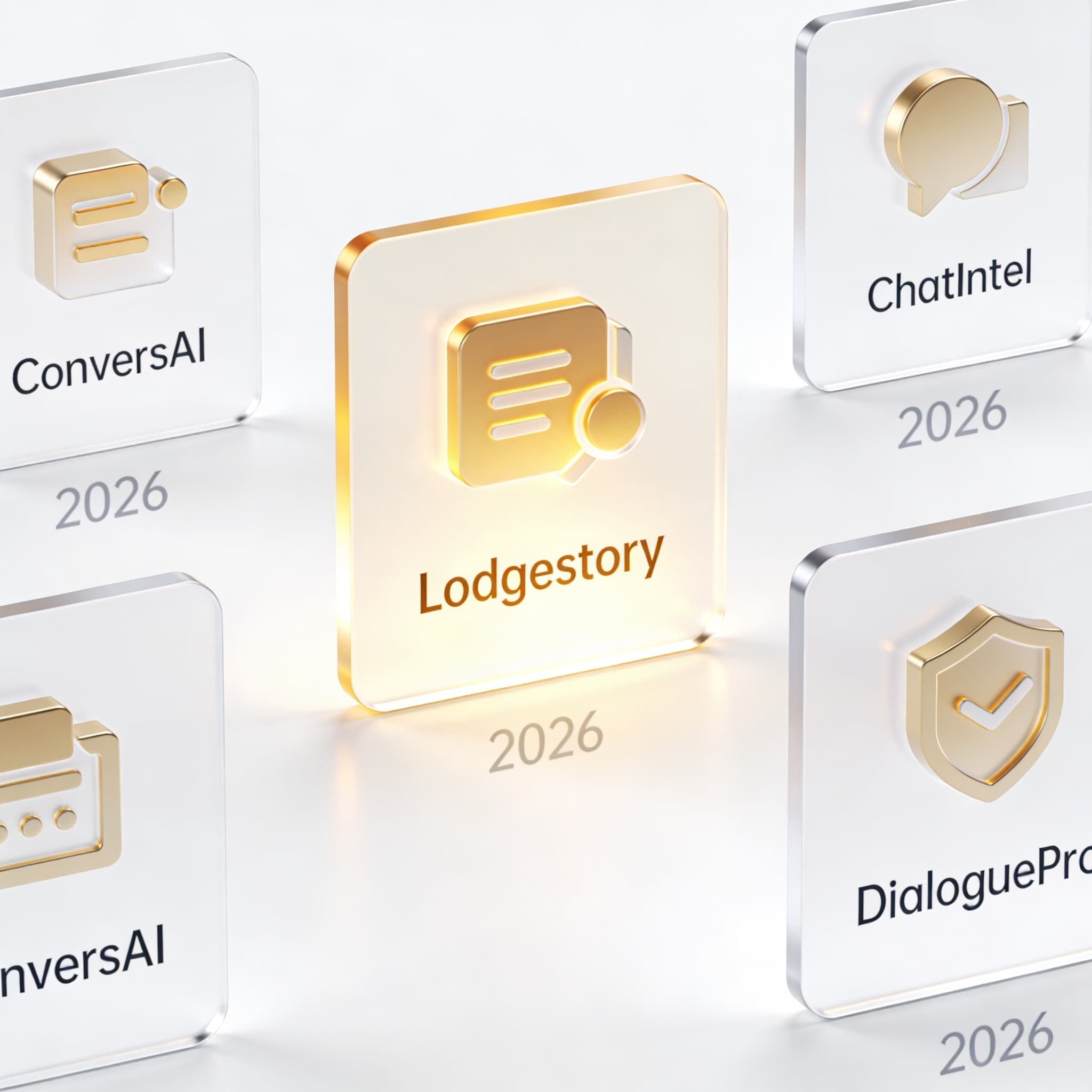 Visual comparison highlighting various conversation intelligence platforms with Lodgestory as central focus.