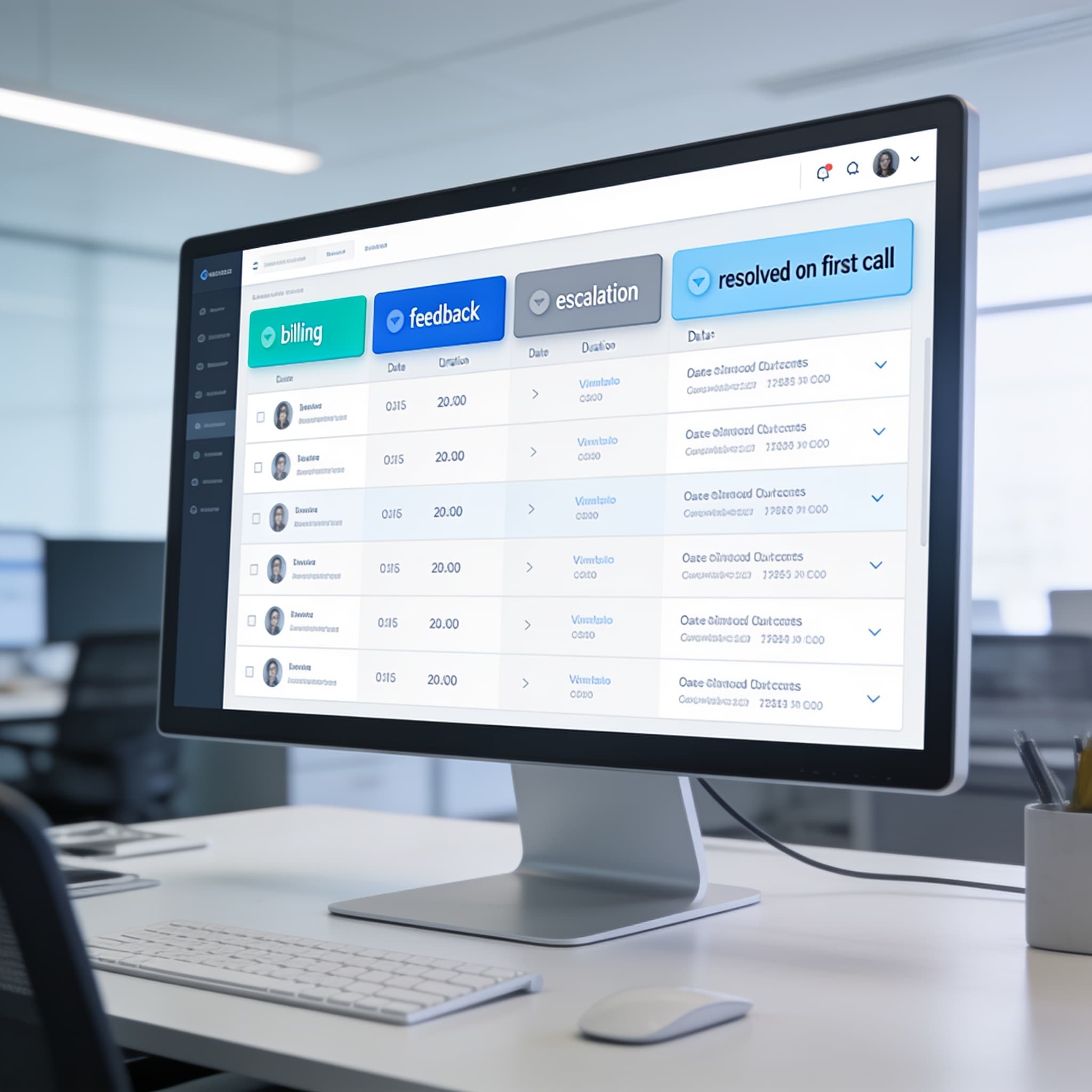 Analytics dashboard showing categorized calls organized with tags in a modern CRM interface.
