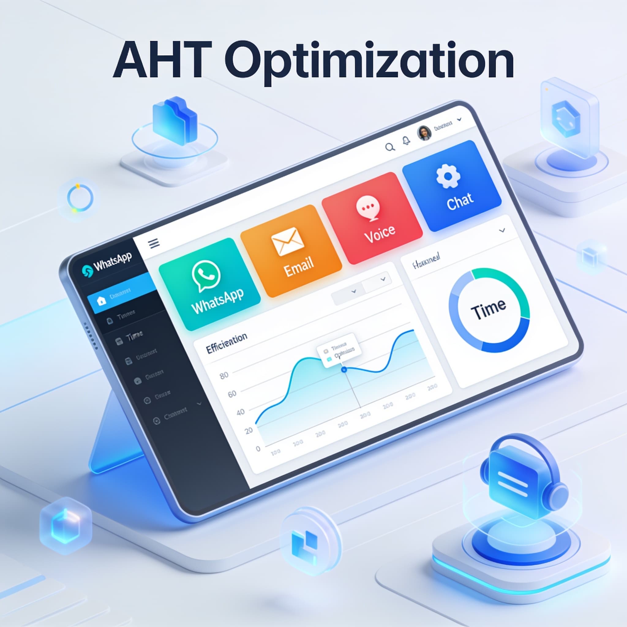 Hero image of unified customer communication channels on a modern dashboard symbolizing AHT optimization.