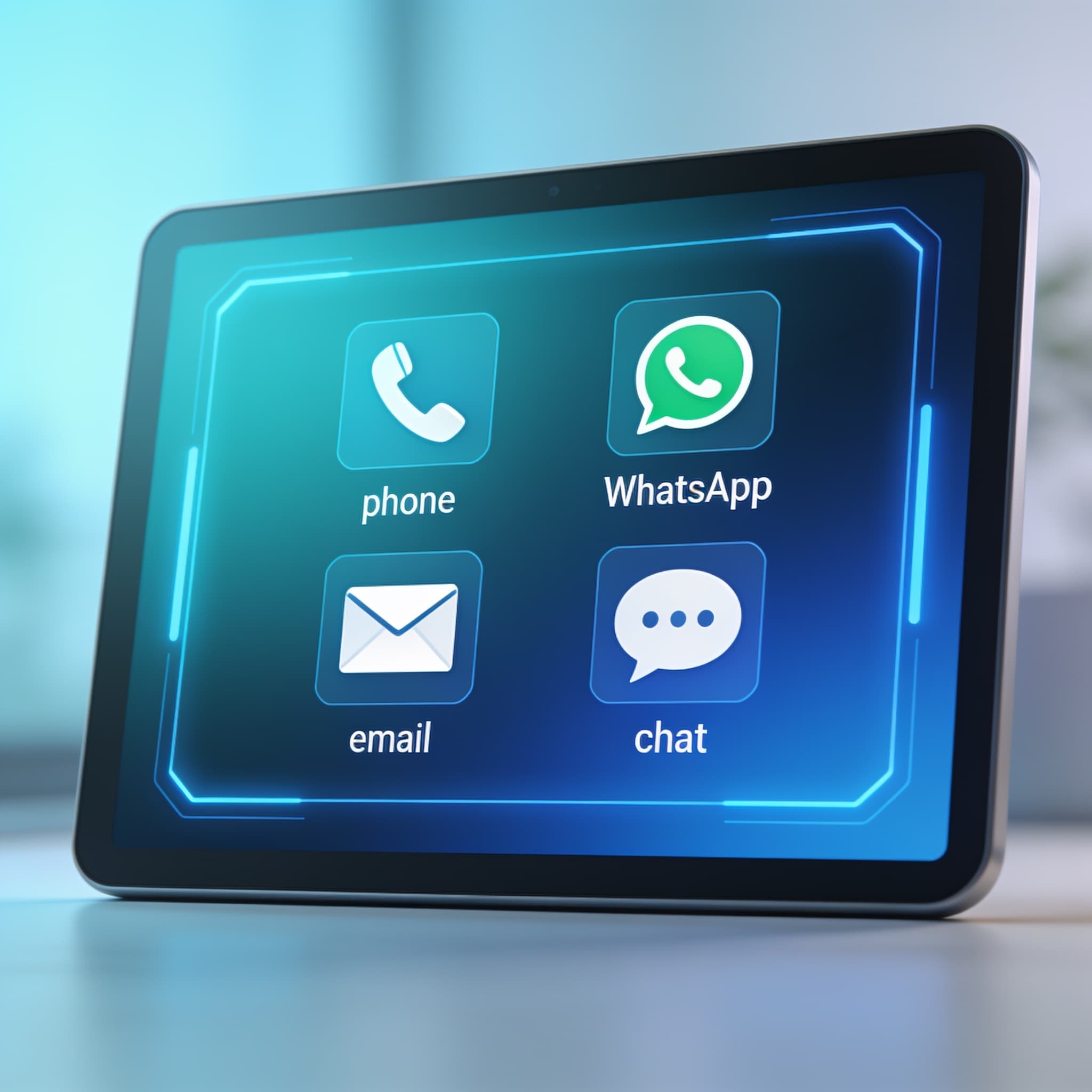 Futuristic unified communication dashboard illustrating omnichannel call resolution