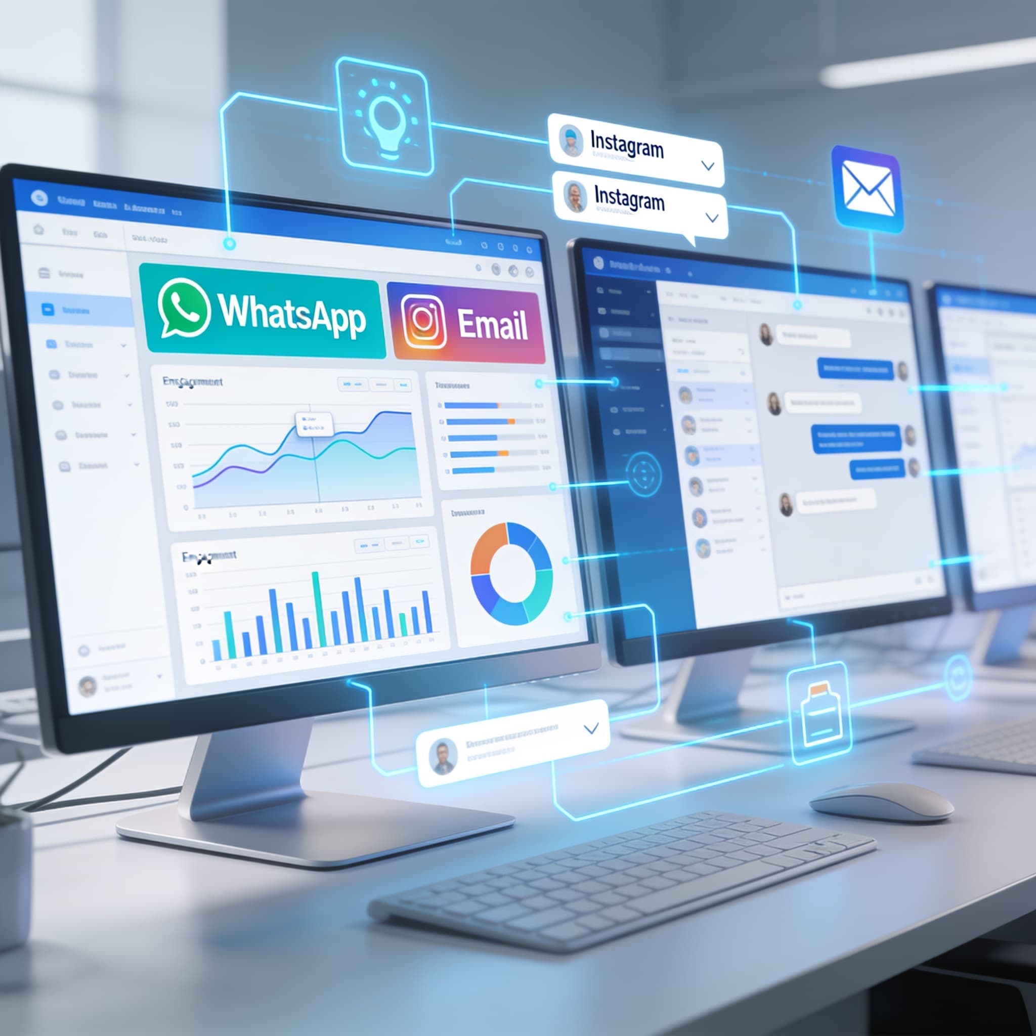 Feature image showing an omnichannel social media engagement dashboard unifying multiple platforms for a business marketing team.