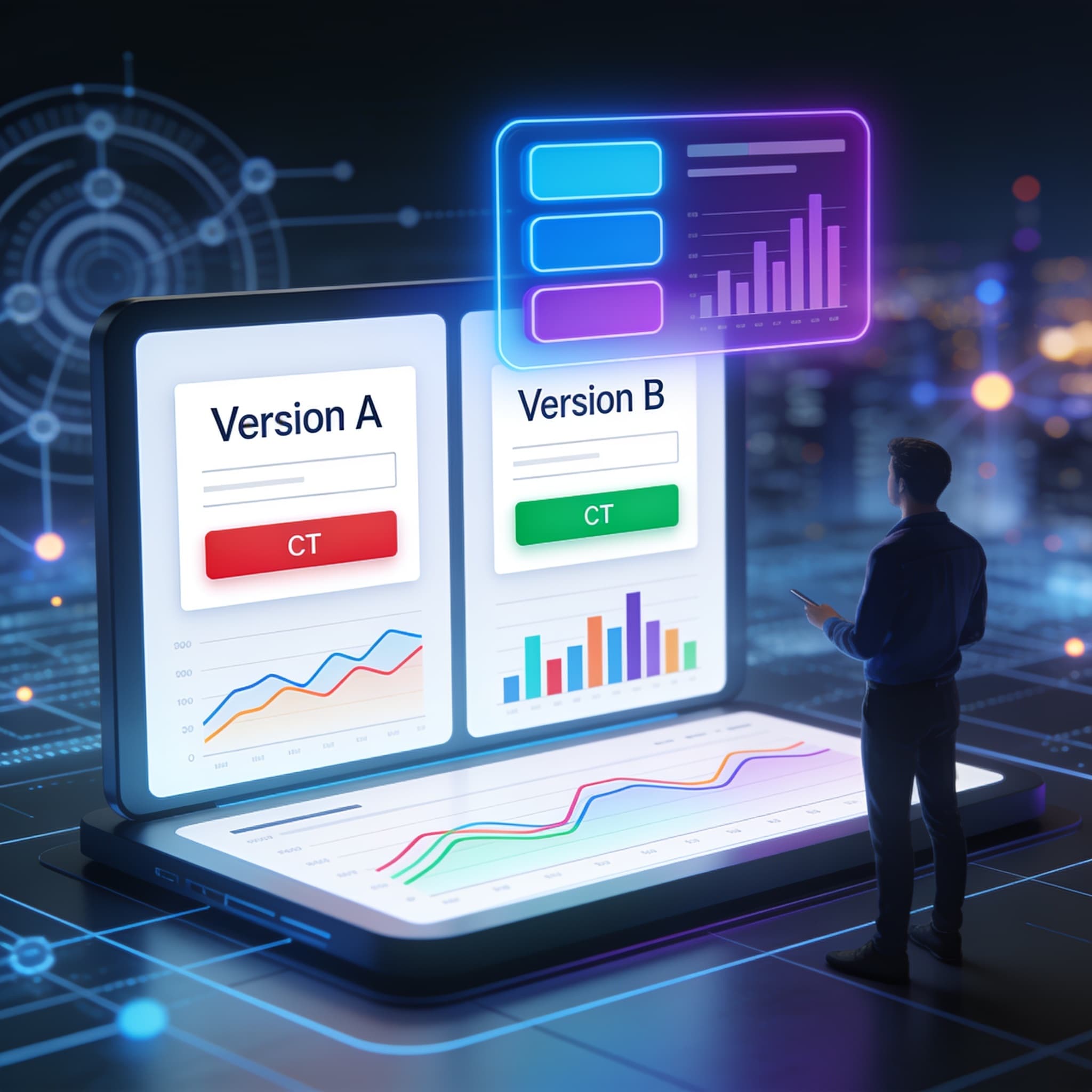 Hero image depicting A/B testing in Lodgestory email marketing automation