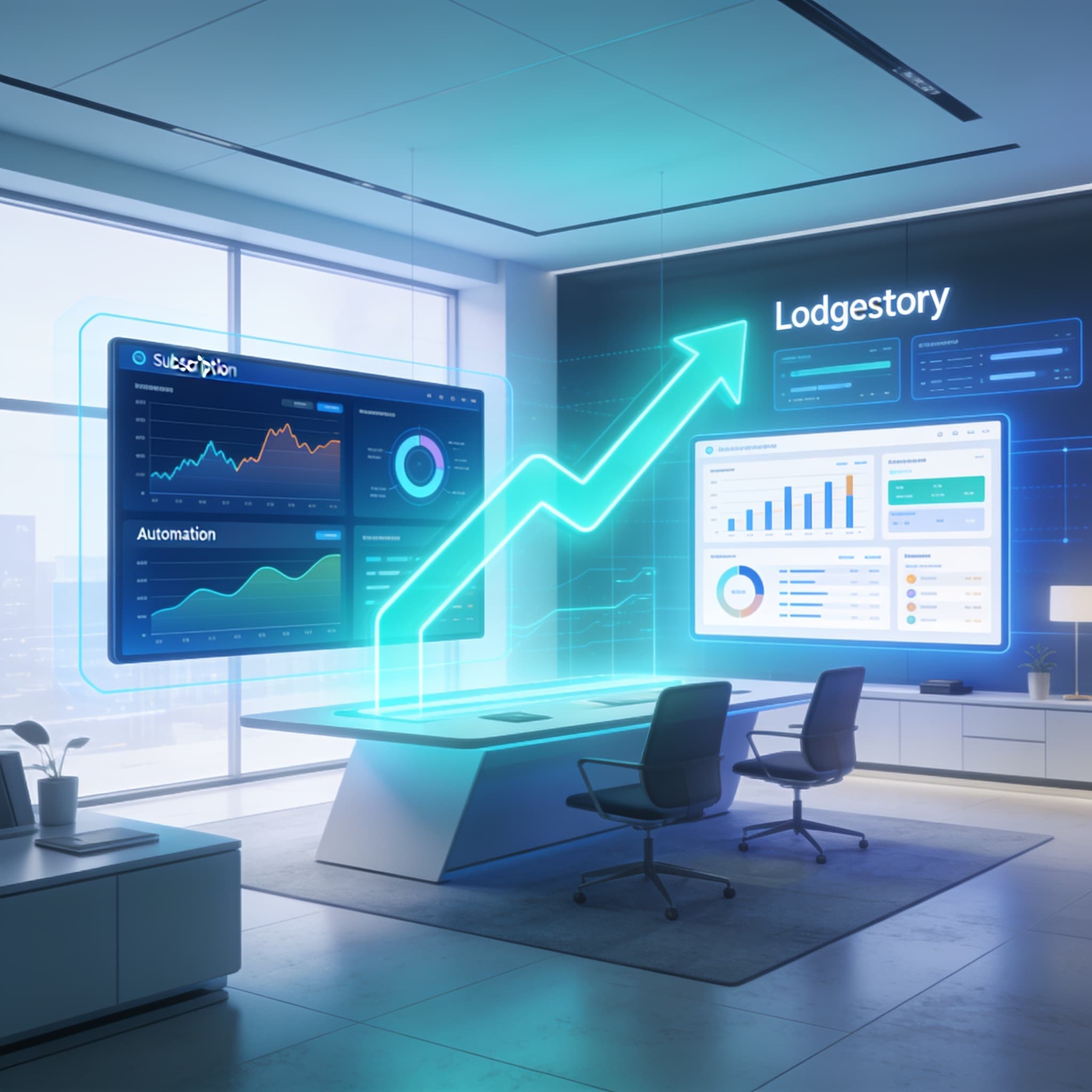 Hero image illustrating an agency evolving into a SaaS platform with digital dashboards and automated workflows.