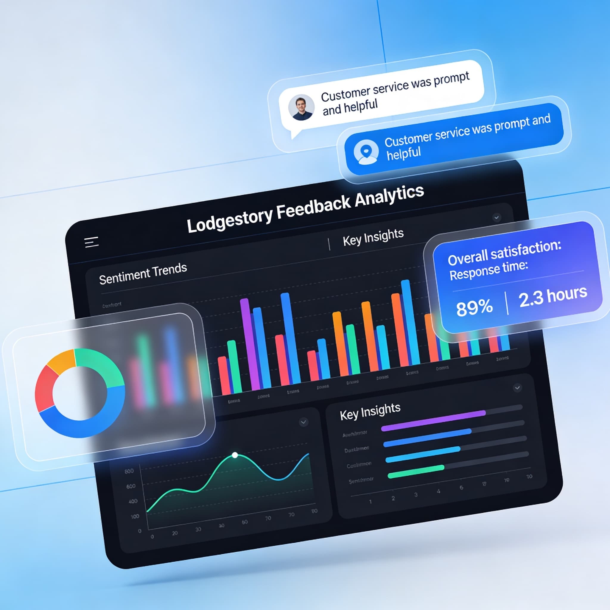 Analytics dashboard visualizing voice feedback and customer sentiment trends.