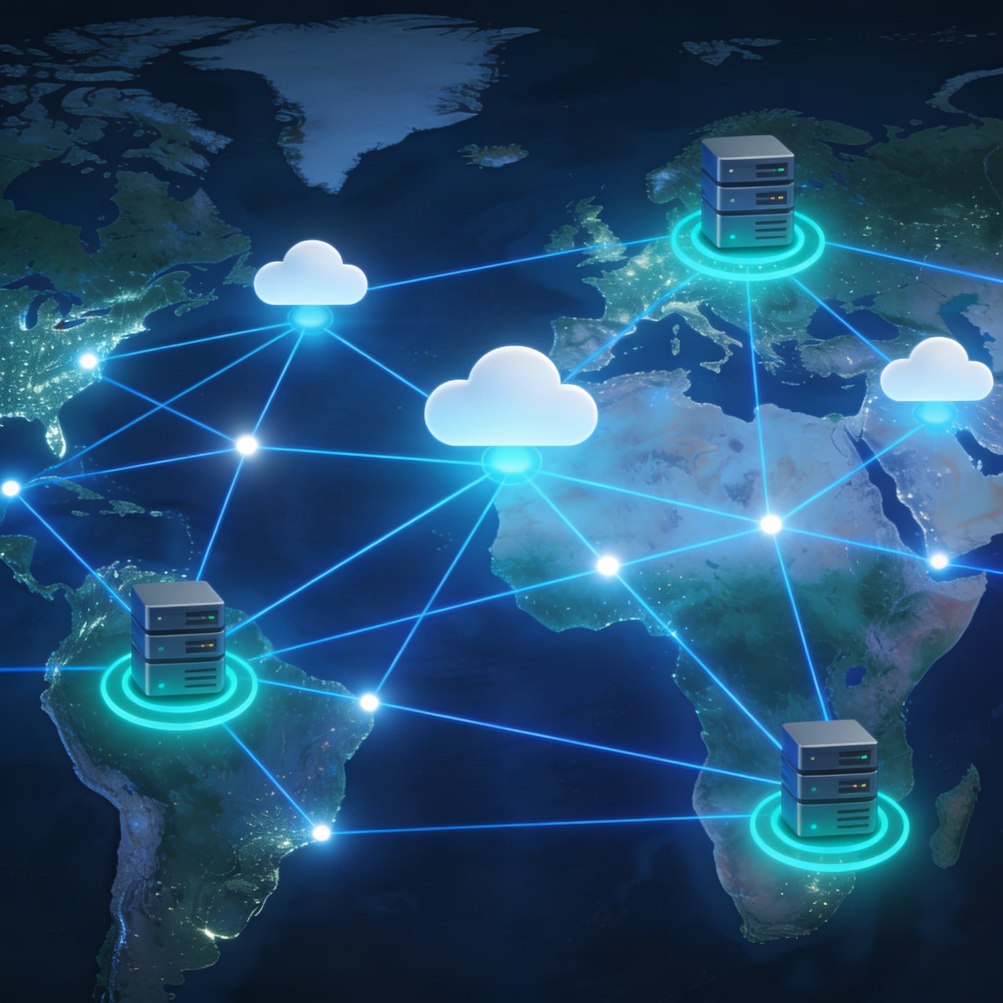 Global network illustration showing distributed communication uptime and support connectivity.